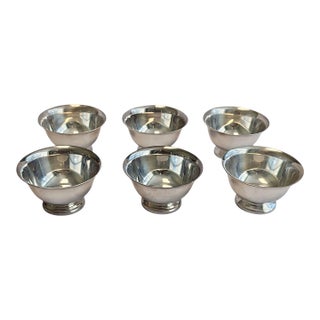 1960s Reed & Barton Silverplate Paul Revere Design Footed Bowls - Set of Six For Sale