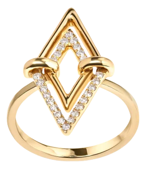14K Yellow Gold 1/5 Cttw Diamond Double Triangle Ring - Size 7