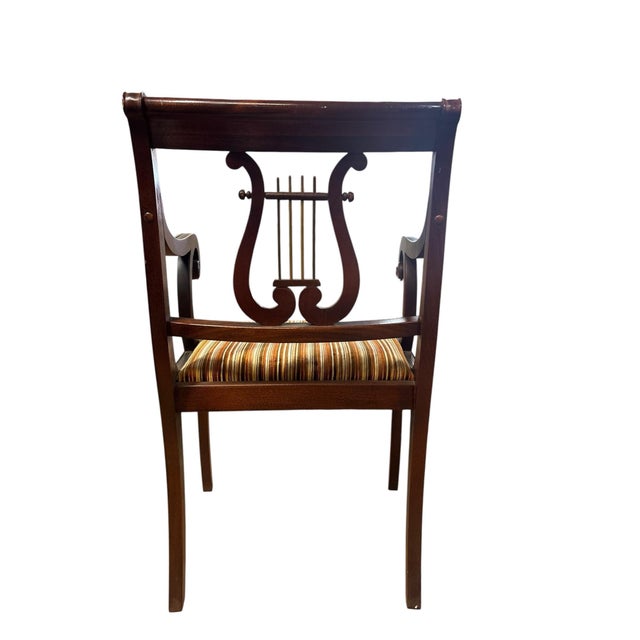 Mid 20th Century Empire Style Mahogany Lyre Back Armchair With Scroll Arms For Sale - Image 5 of 9