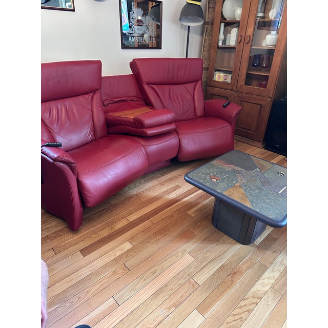Trapez Reclining 3-Seater Sofa in Bordeaux Red Leather from Himolla For Sale - Image 5 of 10