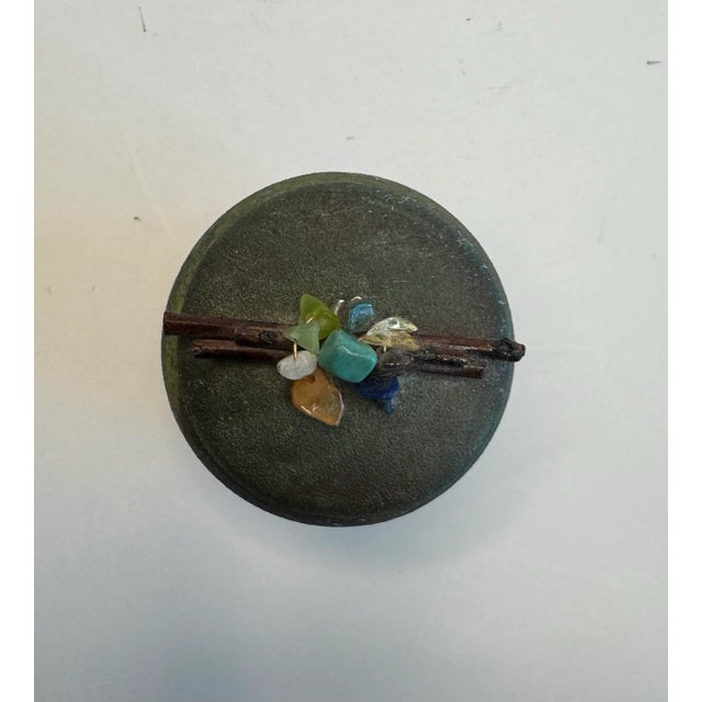 Modern Asian Small Raku & Polished Stones Lidded Jar For Sale In Houston - Image 6 of 10