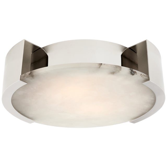 Melange Large Flush Mount in Polished Nickel with Alabaster Designer: Kelly Wearstler Mounting: Flush Shade Detail:...