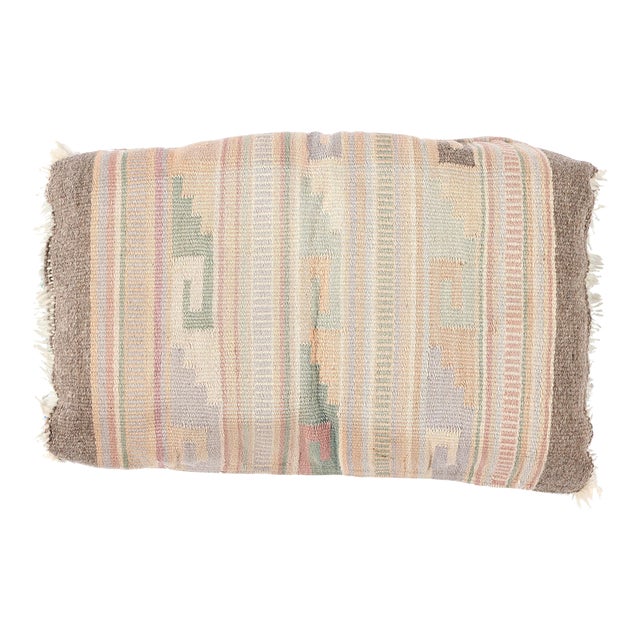 Vintage Pastel Tribal Turkish Kilim Rug Pillow - 01'03 X 01'08 For Sale