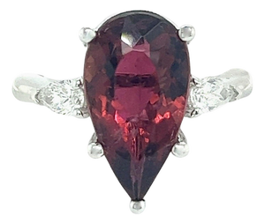 Natural Tourmaline Diamond Ring Size 7 14k W Gold 4.8 TCW Certified