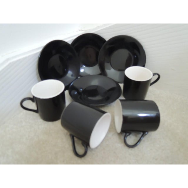 Mid-Century Modern Mid 20th Century Demitasse Cups + Saucers Expresso Set - 4 Dainty Tea Cups + Matching Plates New For Sale - Image 3 of 10