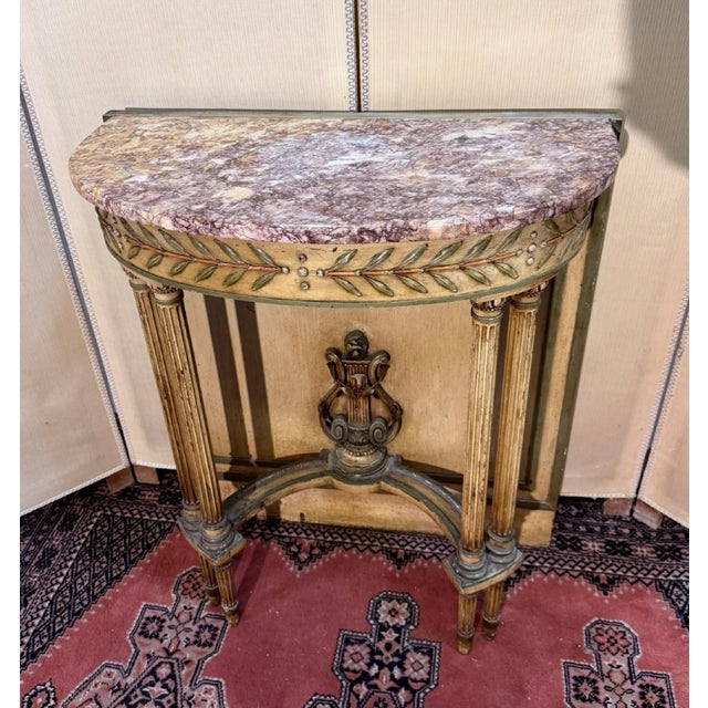 Purple 19th Century Louis XVI Wooden Console Table For Sale - Image 8 of 9