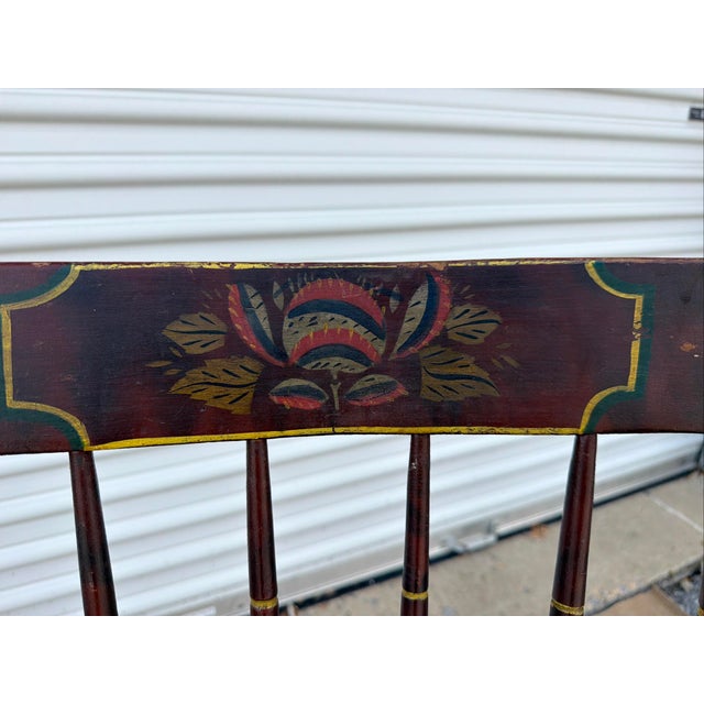 Farmhouse Antique Paint Decorated Pennsylvania Kitchen Windsor Side Chair, Circa 1850's For Sale - Image 3 of 18
