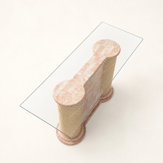 Postmodern Tessellated Stone and Glass Console Table, 1980s, Marble For Sale - Image 11 of 18