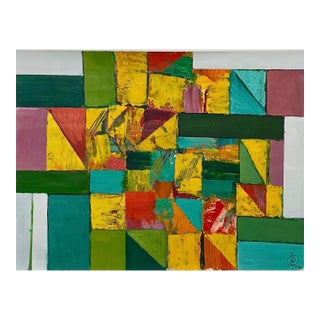 Irving B Haynes, Abstract Expressionist Color Block Painting Mod Architect Irving Haynes Risd For Sale