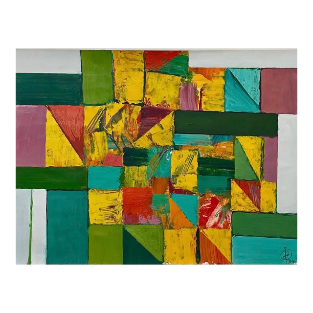 Irving B Haynes, Abstract Expressionist Color Block Painting Mod Architect Irving Haynes Risd For Sale