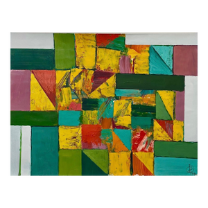 Irving B Haynes, Abstract Expressionist Color Block Painting Mod Architect Irving Haynes Risd