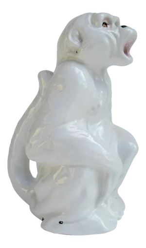 Vintage C.1950's Italian Porcelain Majolica Monkey, Tail-Handled Water, Wine Carafe/or Pitcher, Accent Piece