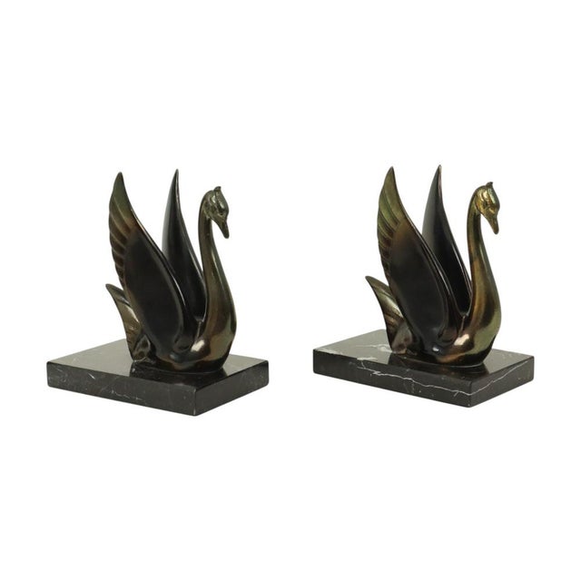 French Art Deco Swan Bookends, 1930s, Set of 2 For Sale - Image 13 of 18