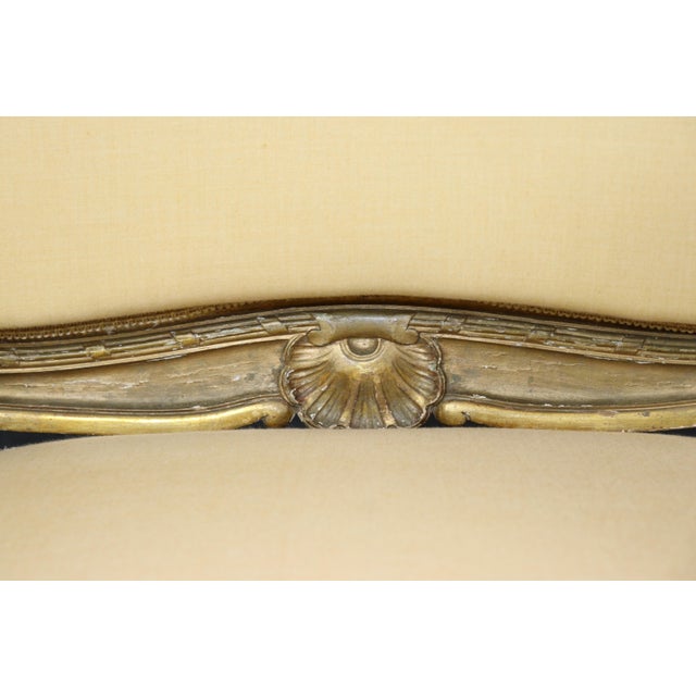 19th C Pair French Louis XV Yellow Carved Giltwood Armchairs For Sale - Image 10 of 17
