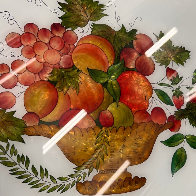 Early 20th Century Antique Reverse Painted Foil Still Life Fruit Basket Painting in Antique Gilded Frame For Sale - Image 5 of 7