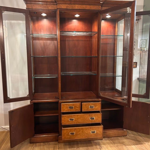 Brown Late 20th Century Walnut Burl Illuminated China Cabinet / Breakfront by Ray Sabota for Century Furniture For Sale - Image 8 of 12