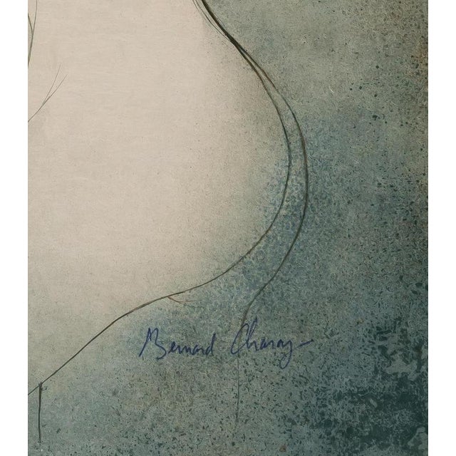 Bernard Charoy, Dominique Against a Blue Background, Nude, Lithograph For Sale - Image 4 of 5