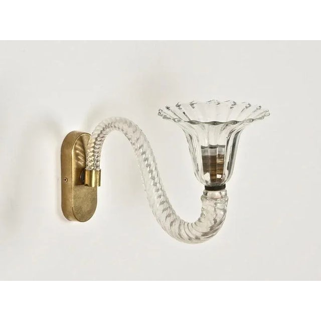 Large Murano Glass and Brass Flower Sconces from Barovier, Italy, 1950s, Set of 2 For Sale - Image 13 of 18