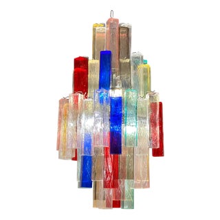 Multicolor Square Bark Murano Glass Chandelier by Simoeng For Sale
