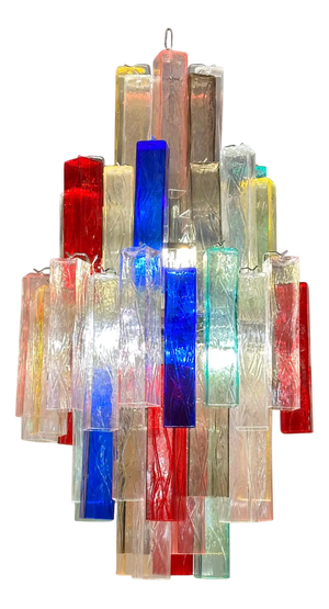 Multicolor Square Bark Murano Glass Chandelier by Simoeng