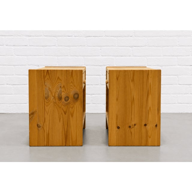 Brown Pair Swedish Mid Century Modern Pine Nightstands, C. 1970’s For Sale - Image 8 of 13