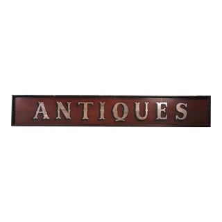 Antique 10-Foot Large Painted “Antique” Trade Sign For Sale