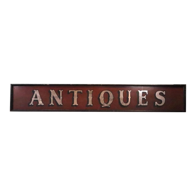 Antique 10-Foot Large Painted “Antique” Trade Sign For Sale