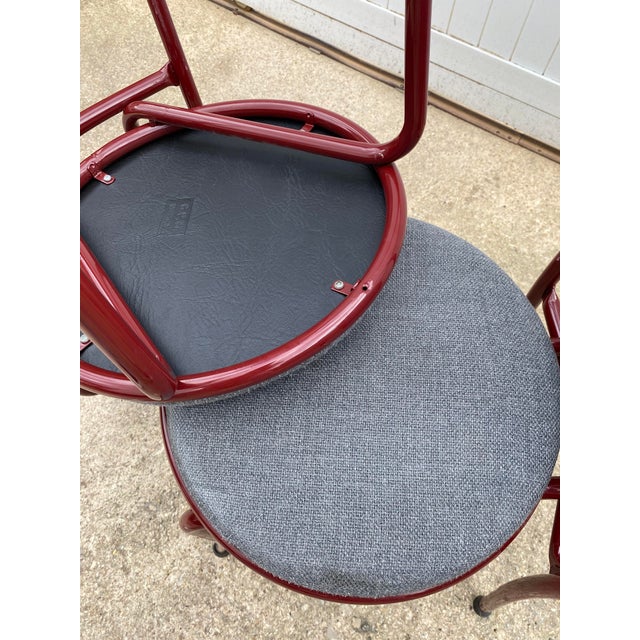 Burgundy Fabric and Metal Bistro Chair, 1990 For Sale - Image 14 of 18
