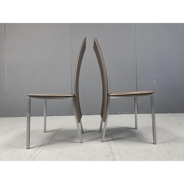 Vintage Belgian Leather Dining Chairs, 1980s, Set of 8 For Sale - Image 10 of 12