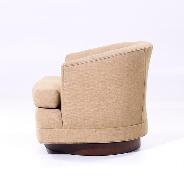 Selig Mid Century Walnut Base Swivel Lounge Chairs - Pair For Sale In Chicago - Image 6 of 12