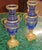 Pair of Late 19th Century Neoclassical Russian Bronze & Cut Cobalt Glass Vases Dimensions : 7.5" Wide X 5" Deep X 14" Tall...