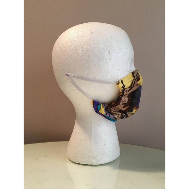 1940s Hermes Vintage Handmade Ecuries Silk Scarf Face Mask For Sale - Image 5 of 7