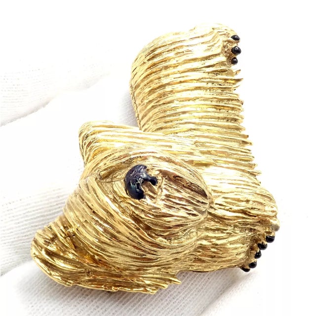 1960s Vintage Tiffany & Co. Yellow Gold Enamel Dog Terrier Brooch Pin 1960's For Sale - Image 5 of 11