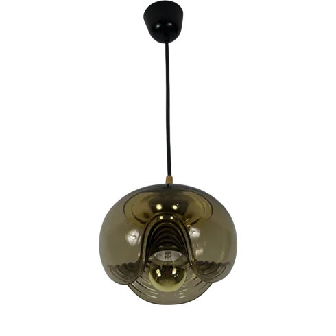 Amber Glass Pendant Lamp attributed to Koch & Lowy for Peill and Putzler, 1960s For Sale