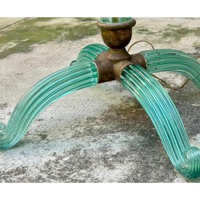 Green Murano Glass 4-Feet Floor Lamp attributed to Barovier & Toso, Italy, 1930s-1940s For Sale - Image 14 of 18