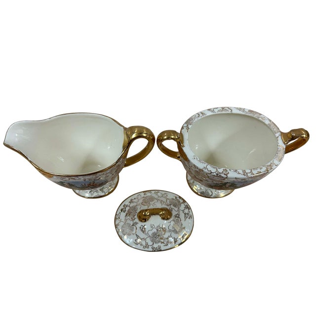Eggshell Vintage Homer Laughlin Eggshell Georgian Tea Set, 22-Karat Gold Gilt For Sale - Image 8 of 13