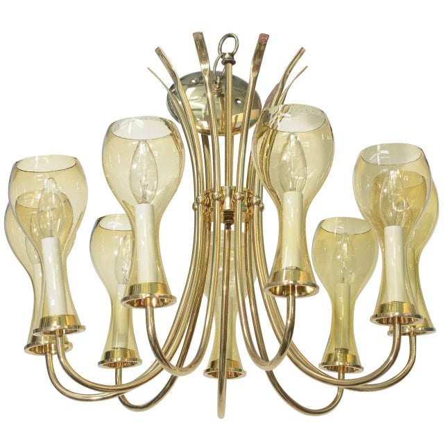 1970s Brass Chandelier For Sale - Image 10 of 10