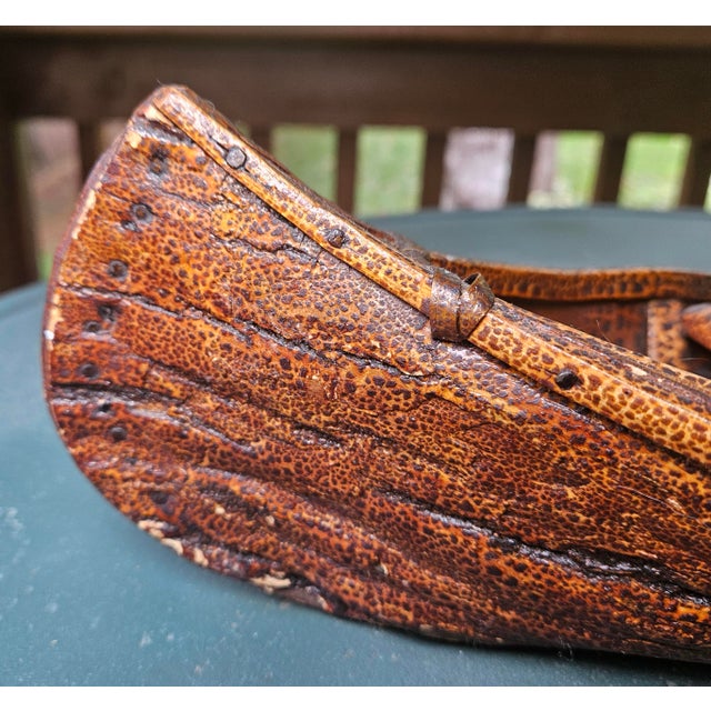Wood Stunning Early 1900 Large Birch Bark Canoe Model For Sale - Image 7 of 13