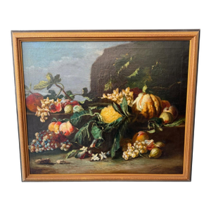 Still Life With Fruits - Signed Oil on Canvas, 19th Century
