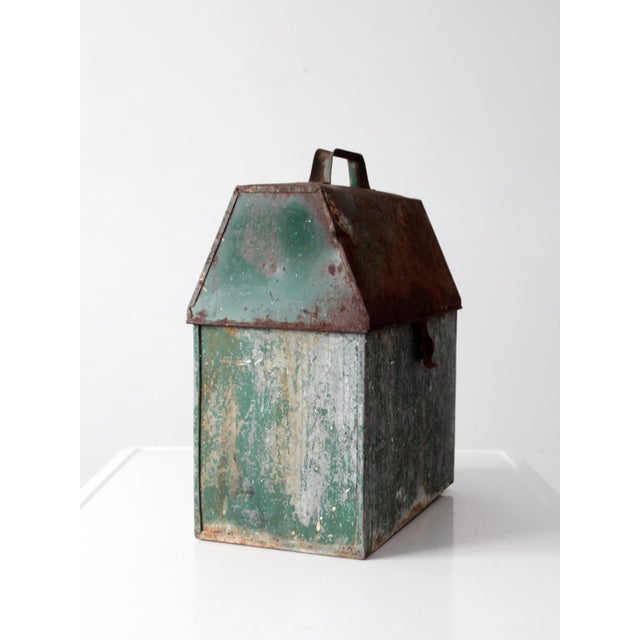 Mid-Century Green Galvanized Metal Toolbox For Sale - Image 4 of 16