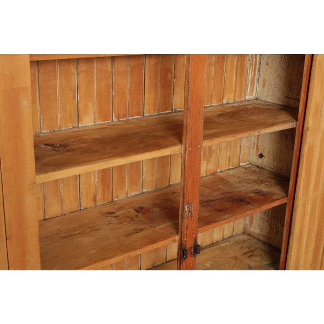 American Antique Large Primitive Bead Board Two-Door Cabinet For Sale - Image 3 of 13