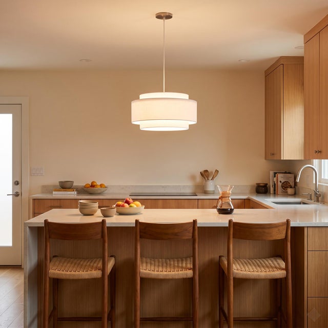 The Coronado Pendant Kit is a versatile lighting solution in NOVA's collection, featuring a 15-inch drum-shaped white...