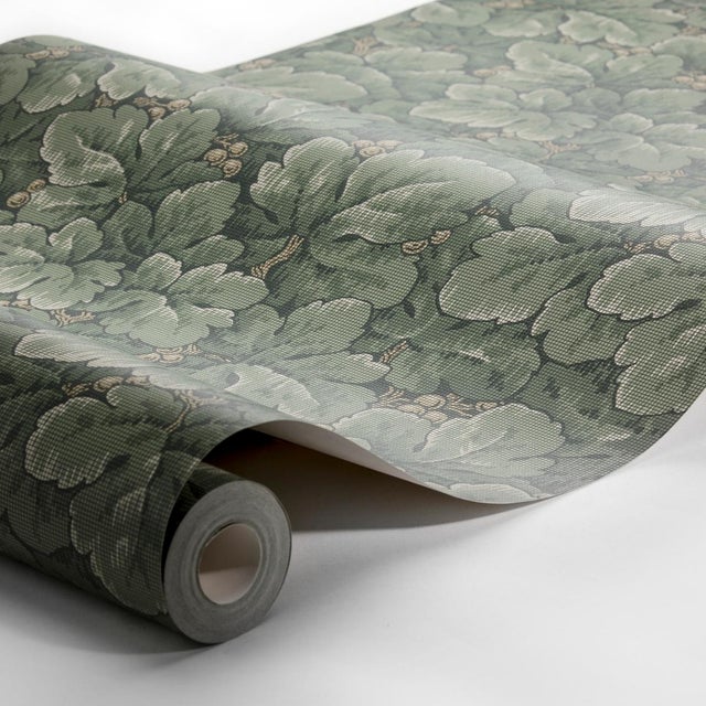 Boråstapeter's Waldemar pattern in spruce is a lush, leafy and livable wallcovering with excellent depth of texture....