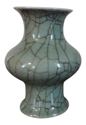 Chinese Porcelain Raku Celadon Glaze Baluster Shaped Vase