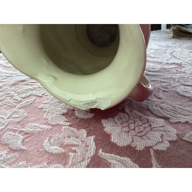 1940s Mid Century Usa Pottery Vase With Raised Yellow Florals Mold 76-10 For Sale - Image 5 of 5