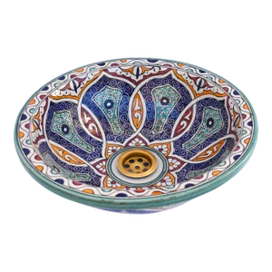 Moroccan Farmhouse Handpainted Round Vessel Sink