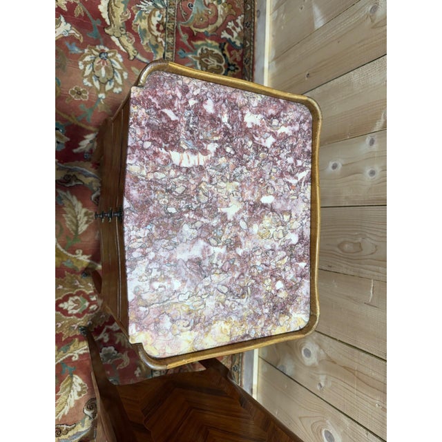 Louis XV Style Marquetry Bedside Tables, 1950s, Set of 2 For Sale - Image 4 of 8