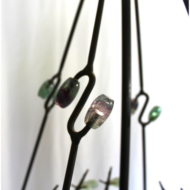 Metal Mid-Century Iron & Semi-Precious Stones Chandelier After Andre Dubrevil For Sale - Image 7 of 12