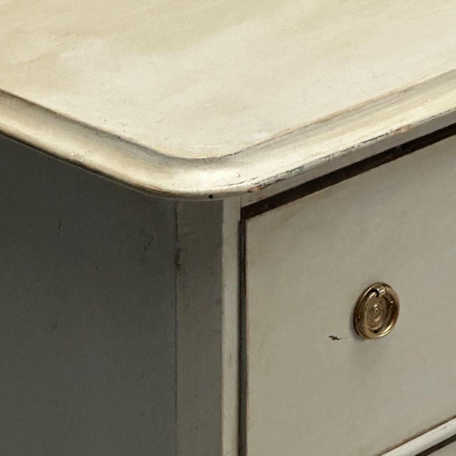 Gustavian, Swedish Commode, Grey Paint Distressed, Brass, Sweden, 1930s For Sale - Image 10 of 12