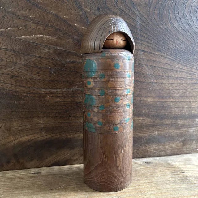 Brown Vintage Kokeshi Doll by Miyajima Muhitsu, Japan For Sale - Image 8 of 11